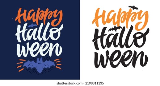 Happy Halloween - Trick or Treat - cute hand drawn doodle lettering for postcard, invitation. Boo art. Pattern background.