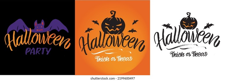 Happy Halloween - Trick or Treat - cute hand drawn doodle lettering for postcard, invitation. Boo art. Pattern background.