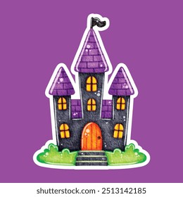 Happy Halloween. trick or treat. haunted house elements clip art hand drawing
