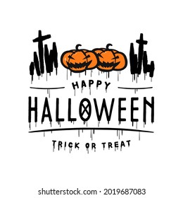 Happy halloween trick or treat  lettering. Happy halloween text banner.