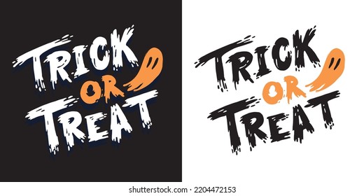 Happy Halloween - Trick of Treat. Lettering cute hand drawn doodle postcard. Halloween t-shirt design. 