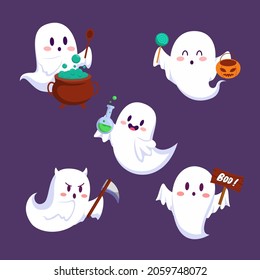 Happy Halloween (trick or treat) object element party for invitation background. Illustration Halloween night oject ghost, deathly, poison, lolipop and pumpkin for designer create banner or web page.