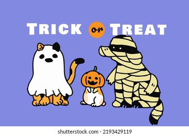 Happy halloween trick or treat object animal element. vector illustration with Outline Style.