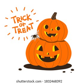 Happy Halloween and Trick or Treat Party with Pumpkins. Halloween Card.
