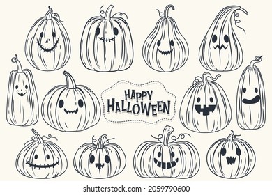 Happy Halloween (trick or treat) Poster for invitation. Illustration Halloween night Poster various Pumpkin for designer create banner web page
