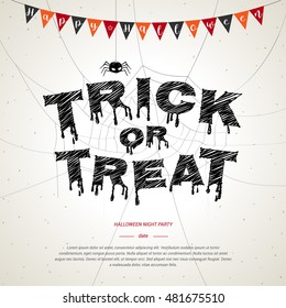 Happy Halloween, trick or treat poster background in white grunge