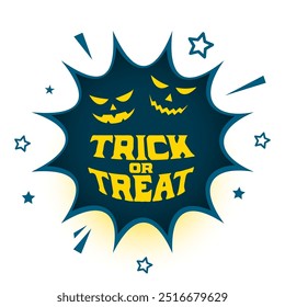 happy halloween trick or treat pumpkin background in comic style vector