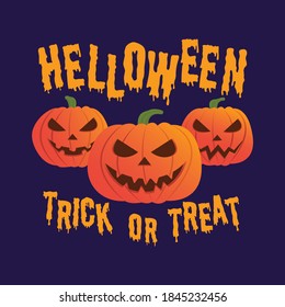 Happy Halloween trick or treat pumpkins illustration  in flat style Vector illustration design eps10, editable design template for background,party banner, design, print, poster.