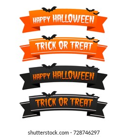 Happy Halloween trick or treat ribbons. Eps10 Vector.