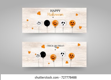 Happy halloween. Trick or treat.  Set of Holiday Halloween Banner isolated.  Vector illustration