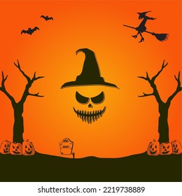 Happy Halloween Trick or Treat 
 silhouette vector stock Illustrations	