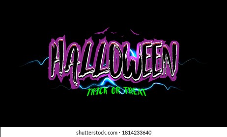 Happy halloween trick or treat text banner. Vintage, 80s, 90s and Old retro style font alphabet. T-shirt print lettering artwork