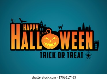 Happy Halloween Trick or Treat Typography