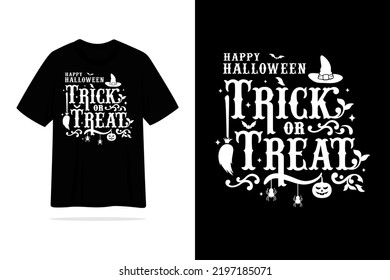 Happy halloween trick or treat vintage style tshirt design illustration
