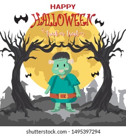 Happy Halloween trick or treat.Kids Costume.cute cartoon style template for advertising brochure. Happy Halloween party poster and theme design background Vector Illustration