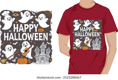 Happy Halloween t-shirt design, Halloween t-shirt design, boo t-shirt design, pumpkin t-shirt design 