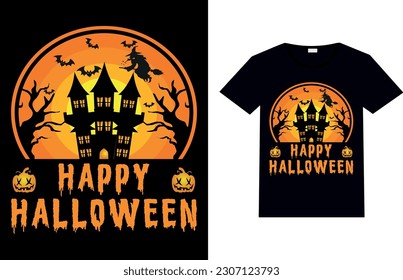 Happy Halloween t-shirt Design. Halloween with house t-shirt Design.