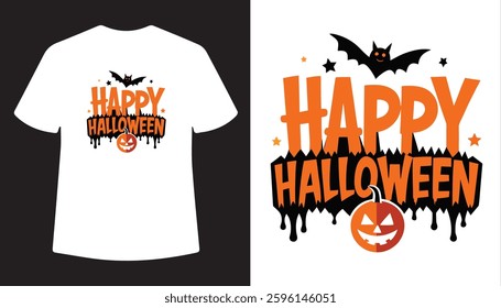 a happy halloween with t-shirt design on white background.