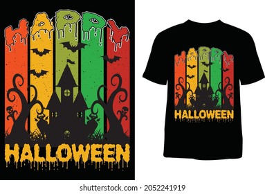 Happy halloween t-shirt design. T-shirt design for print. T-shirt design template. Vintage t-shirt. You can use them for Sublimation, T-Shirts, Mugs, Pillow.