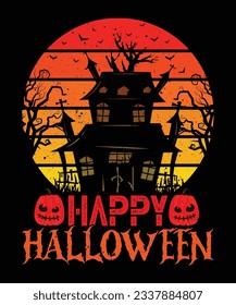 Happy Halloween T-Shirt Design, Halloween T-Shirt Design Print Template