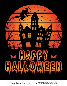 Happy Halloween T-Shirt Design, Halloween T-Shirt Design Print Template