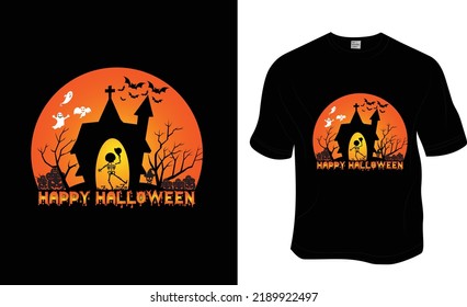 Happy Halloween t-shirt design. Ready to print for apparel, poster, illustration. Modern, simple, lettering t shirt vector.

