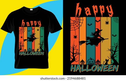 Happy halloween. Halloween t-Shirt Design. retro vintage shirt  Vector Graphics.
 Creative Halloween T-shirt template, easy to print all items.Beautiful and eye catching vector.
