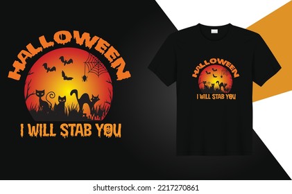 (Happy Halloween). Happy Halloween t-shirt design template easy to print all-purpose for man, women, and children.