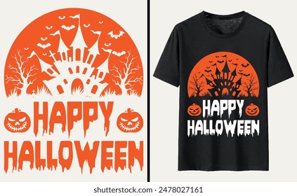 Diseño de la camiseta de Halloween feliz, camiseta de la tipografía de Halloween