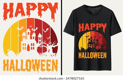 Happy Halloween T-shirt Design, Halloween Typography T-shirt