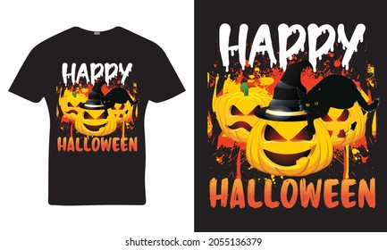 Feliz diseño de camisetas de Halloween, vector, sombrero, calabaza.