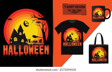 Happy Halloween T-Shirt Design vector template design typography element 