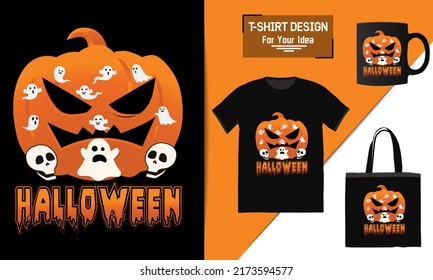 Happy Halloween T-Shirt Design vector template design typography element 