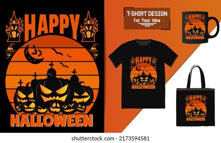 Happy Halloween T-Shirt Design vector template design typography element 