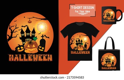 Happy Halloween T-Shirt Design vector template design typography element 