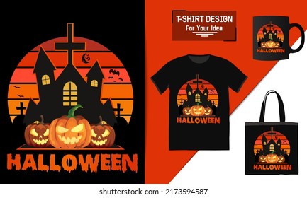 Happy Halloween T-Shirt Design vector template design typography element 