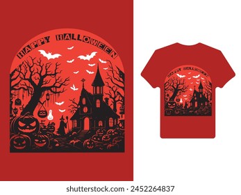 Happy halloween t-shirt design vector image.