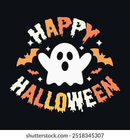 Feliz Halloween T-shirt Design, fantasma branco, Boo!