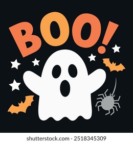 Feliz Halloween T-shirt Design, fantasma branco, Boo!