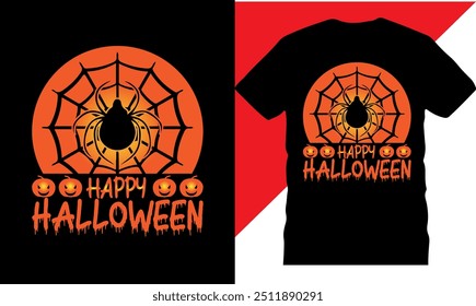 Desenhos de camiseta de Halloween feliz, design de camiseta imprimível, Design de camisa de alta qualidade, Camisa de Halloween, Ilustração Vetor Original para design de camiseta, Melhores designs de camisa de Halloween, Design criativo