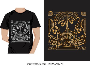 happy Halloween t-shirt  pumpkins logo Vector illustration