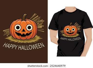 happy Halloween t-shirt  pumpkins logo Vector illustration