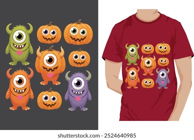 happy Halloween t-shirt  pumpkins logo Vector illustration