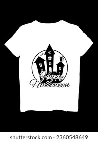  'Happy Halloween' t-shirt that combines classic spooky elements with a playful twist. 