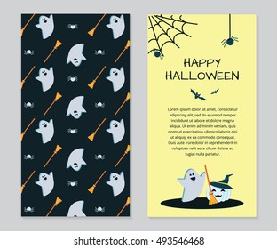 Happy Halloween. Halloween two sides poster, brochure or menu design. Vector illustration.