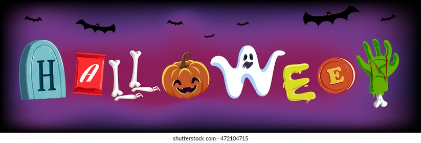 Happy Halloween , Typeface, vector, Illustration