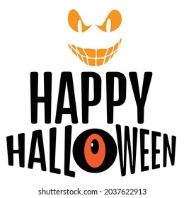 happy halloween typographic design with smile pumpkin illustration vector,