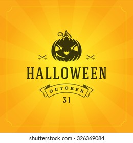 Happy Halloween Typographic Design Vector Background and Pumpkin