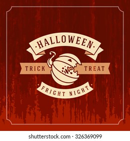 Happy Halloween Typographic Design Vector Background and Pumpkin