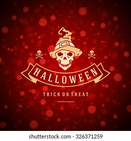 Happy Halloween Typographic Design Vector Background and Skull